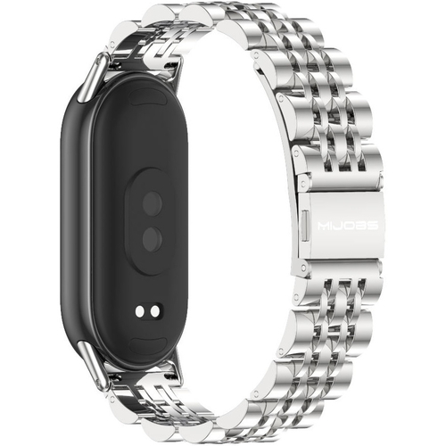 Стальной браслет семь звеньев Mijobs Xiaomi Band 8 Серебристый, Основной цвет: Серебристый - GOODMi