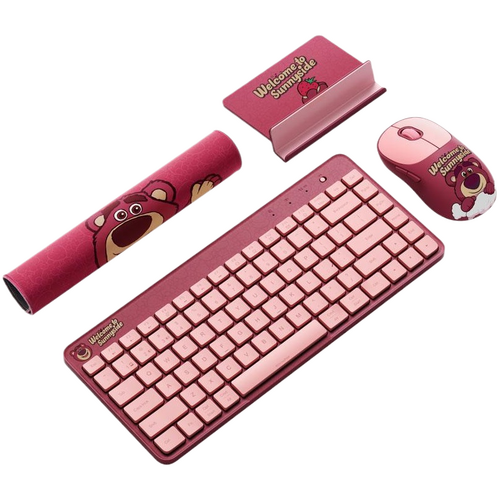 Набор клавиатура, коврик, мышь Xiaomi Pixar Disney 100 year anniversary Pink - GOODMi