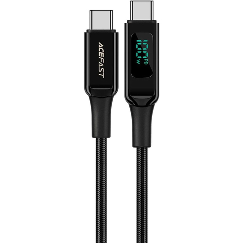 Кабель ACEFAST C6-03 Digital Display 100W Nylon Type-C to Type-C 2m Black - GOODMi