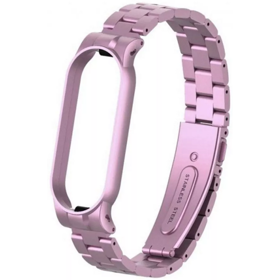Стальной браслет Xiaomi Mi band 5/6 розовый - GOODMi