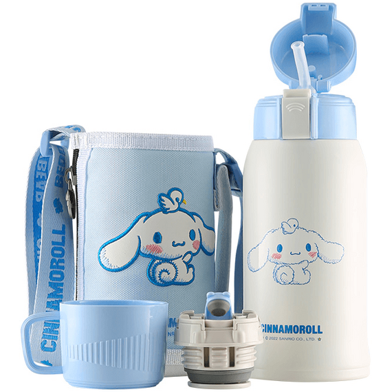 Детский термос BeddyBear 480ml Cinnamoroll (двойная крышка,сумка для переноски,ершик для чистки), Цвет: Голубой - GOODMi
