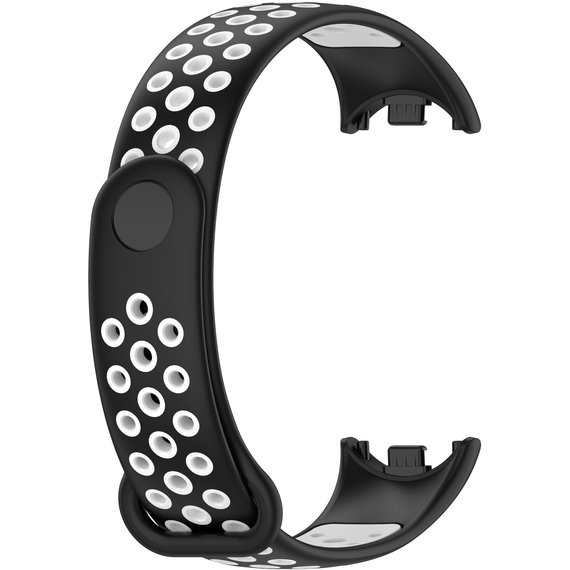 Ремешок силиконовый Nike Sport для Xiaomi Mi Band 8 черный/белый - GOODMi