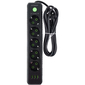 Сетевой фильтр Amper JH-1033U (5 розеток, 3 USB-A), Цвет: Чёрный, изображение 2 - GOODMi