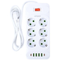Сетевой фильтр Amper JH-1076U (4м/6 Sockets+4USB-A+2Type-C) Белый - GOODMi